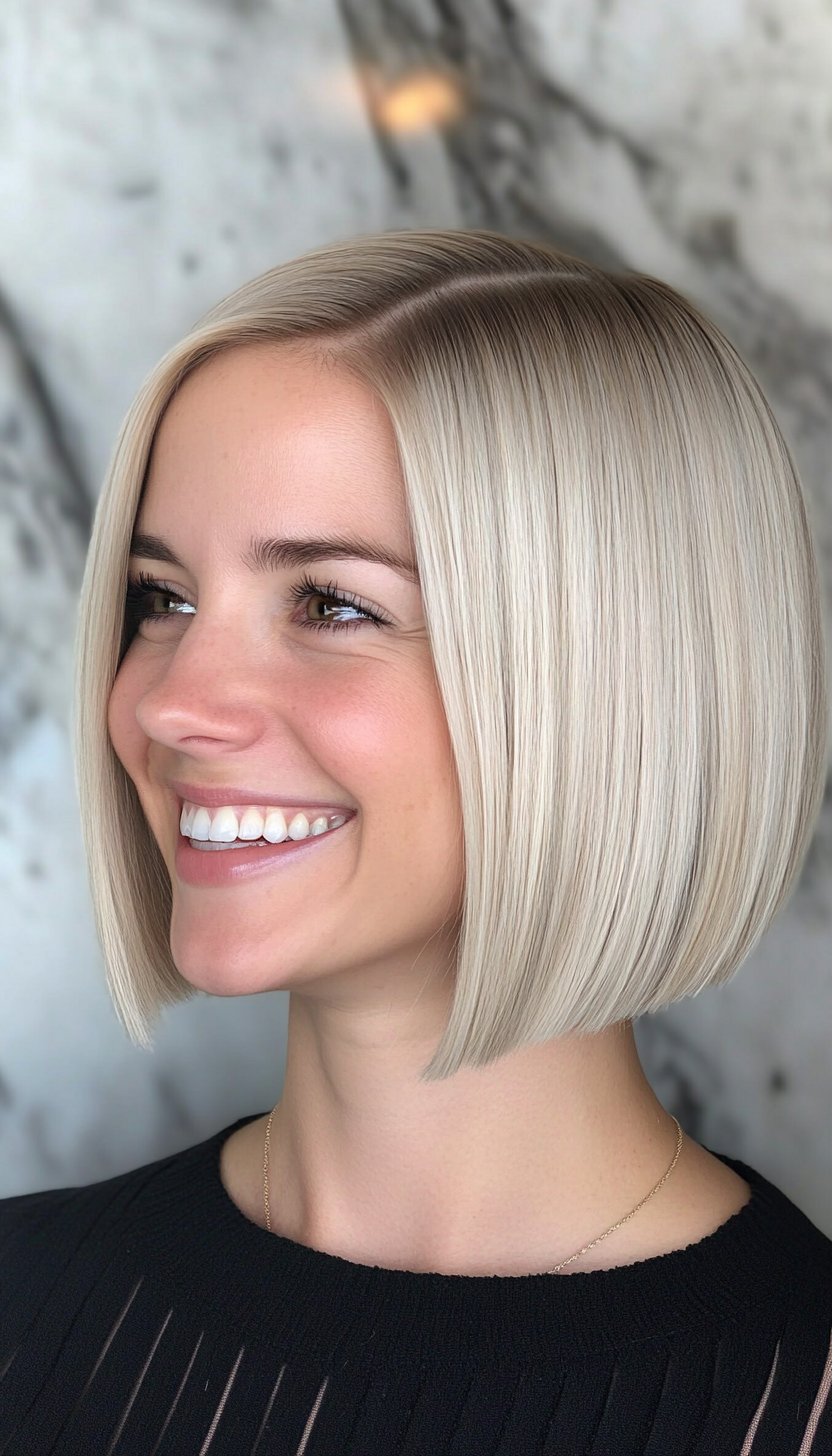 14. Light Ash Blonde Blunt Cut (Shorter Haircuts For Women) - Shorter Haircuts For Women
