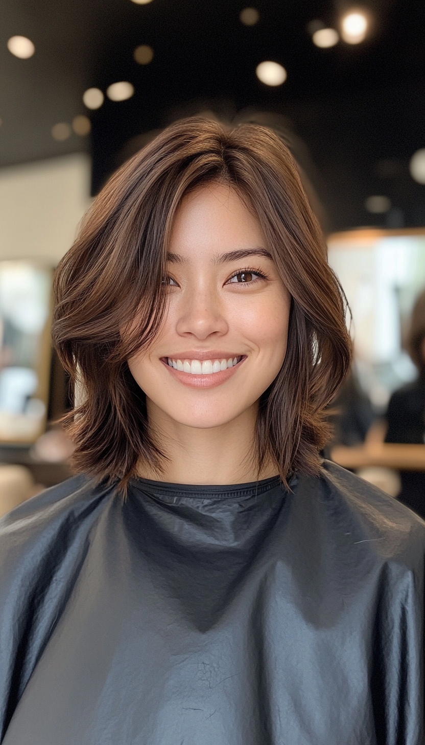 27. Dark Mocha Layered Lob (Shorter Haircuts For Women) - Shorter Haircuts For Women