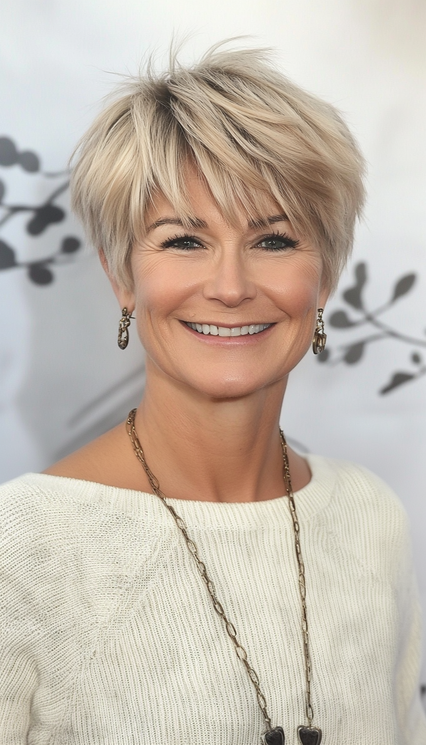 5. Choppy Pixie in Sandy Blonde (Pixie Hairstyles For Women Over 50) - Pixie Hairstyles For Women Over 50