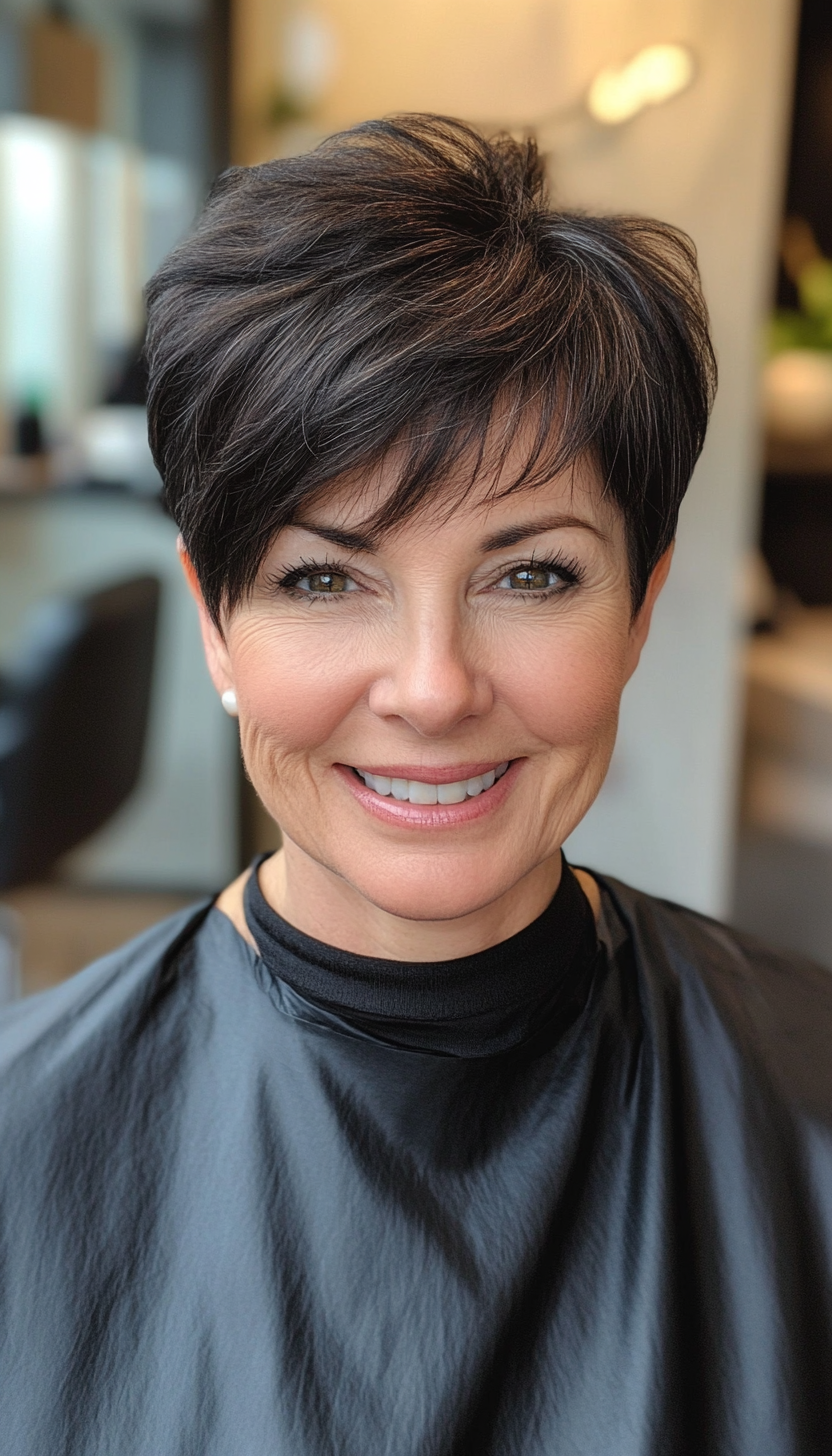 6. Sleek Crop in Natural Black (Pixie Hairstyles For Women Over 50) - Pixie Hairstyles For Women Over 50