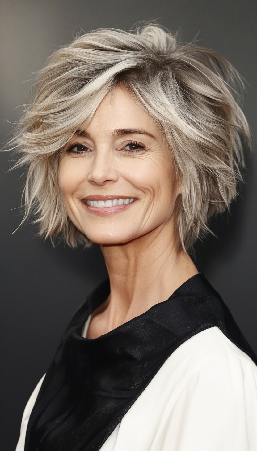 17. Shaggy Pixie with Ash Blonde Balayage (Pixie Hairstyles For Women Over 50) - Pixie Hairstyles For Women Over 50