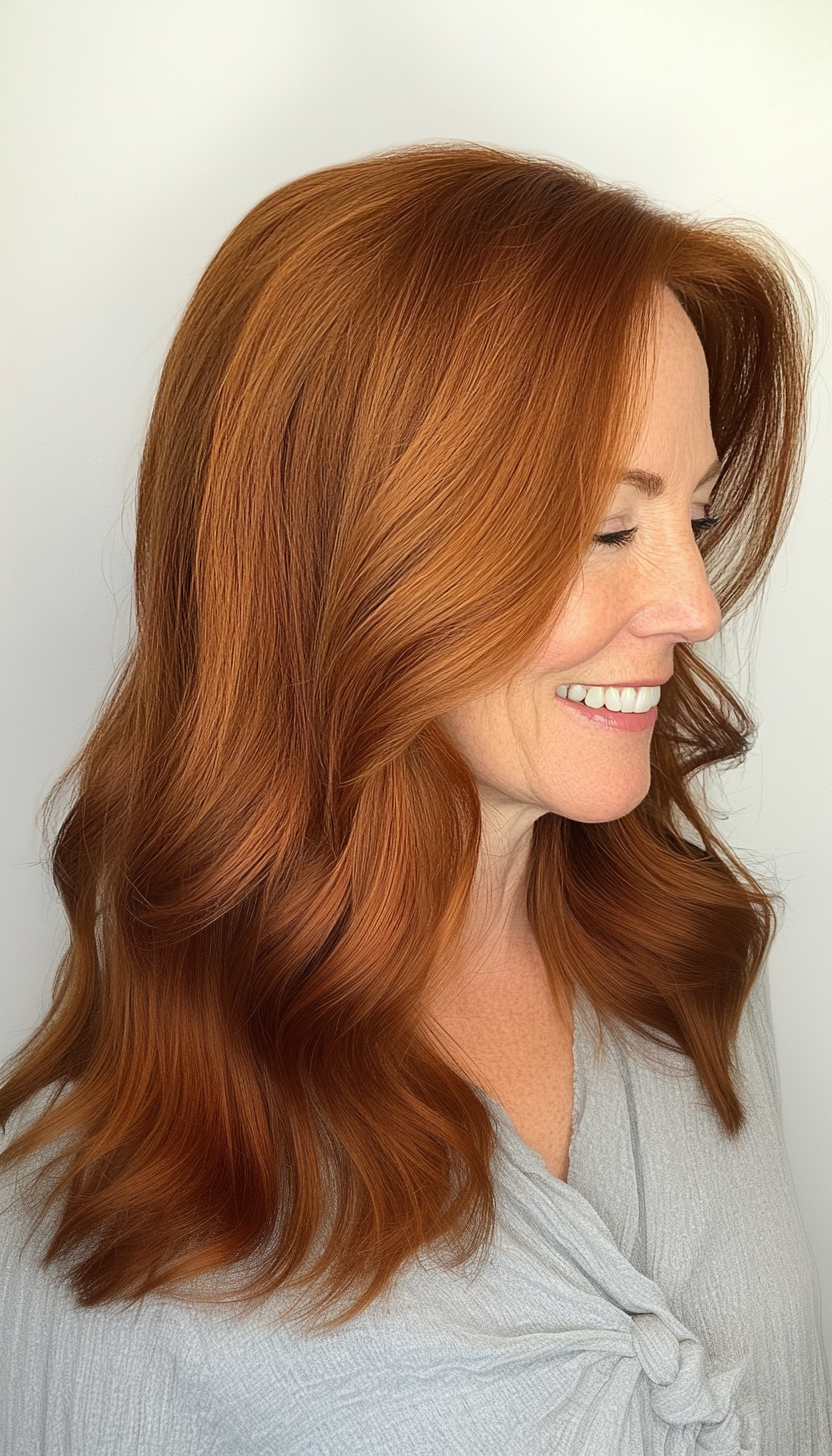 11. Face-Framing Layers in Dark Auburn (Hairstyles For Older Women With Thin Hair) - Hairstyles For Older Women With Thin Hair
