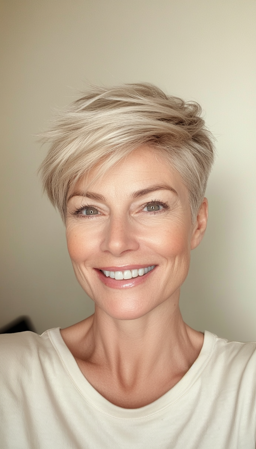 12. Classic Pixie in Light Ash Blonde (Hairstyles For Older Women With Thin Hair) - Hairstyles For Older Women With Thin Hair