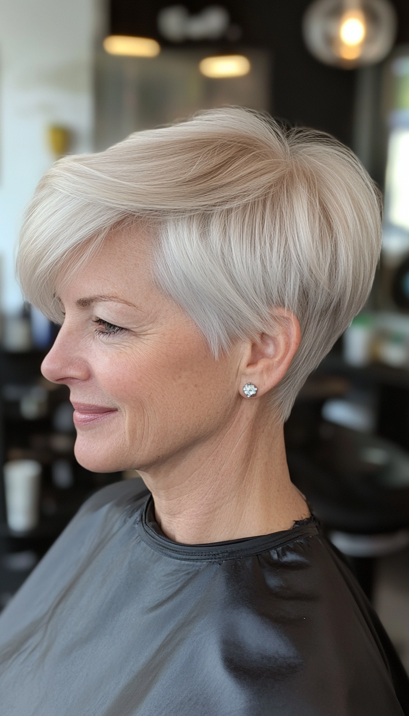 19. Cropped Cut in Platinum White (Hairstyles For Older Women With Thin Hair) - Hairstyles For Older Women With Thin Hair