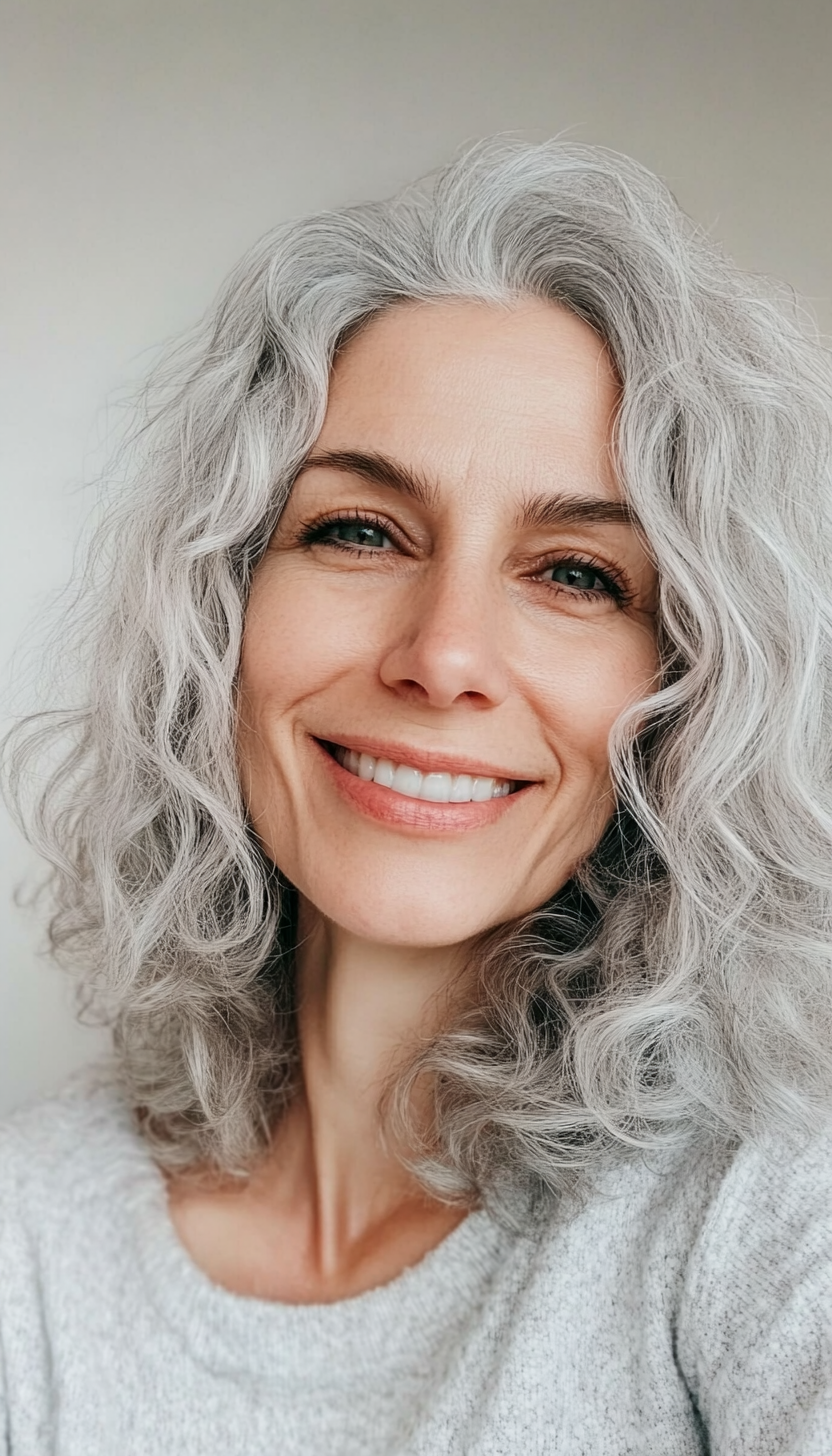 22. Curly Crop in Natural Gray (Hairstyles For Older Women With Thin Hair) - Hairstyles For Older Women With Thin Hair