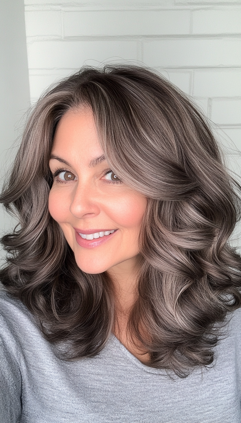 25. Soft Curls in Rich Brunette (Hairstyles For Older Women With Thin Hair) - Hairstyles For Older Women With Thin Hair