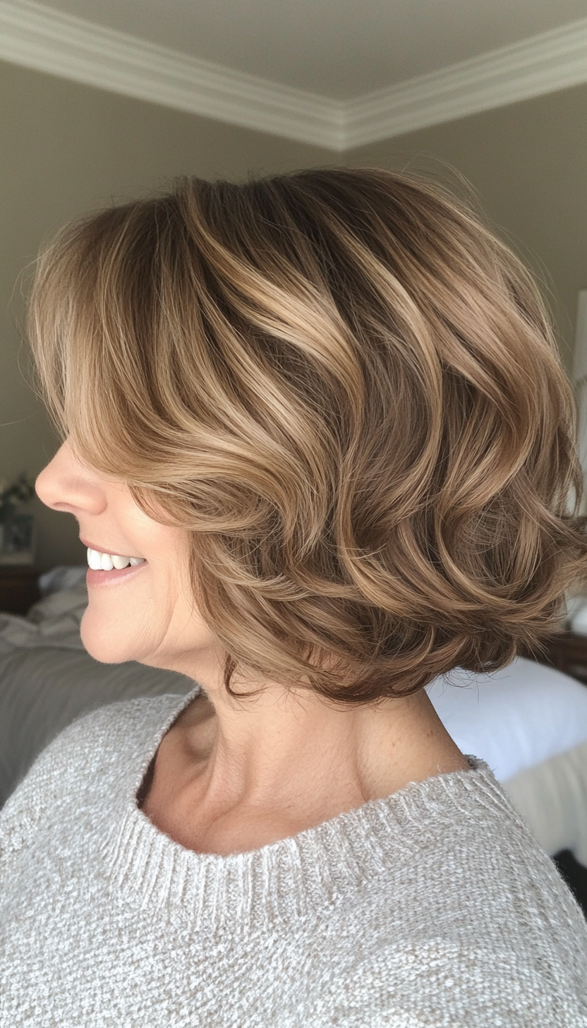 27. Bouncy Bob in Light Honey Brown (Hairstyles For Older Women With Thin Hair) - Hairstyles For Older Women With Thin Hair