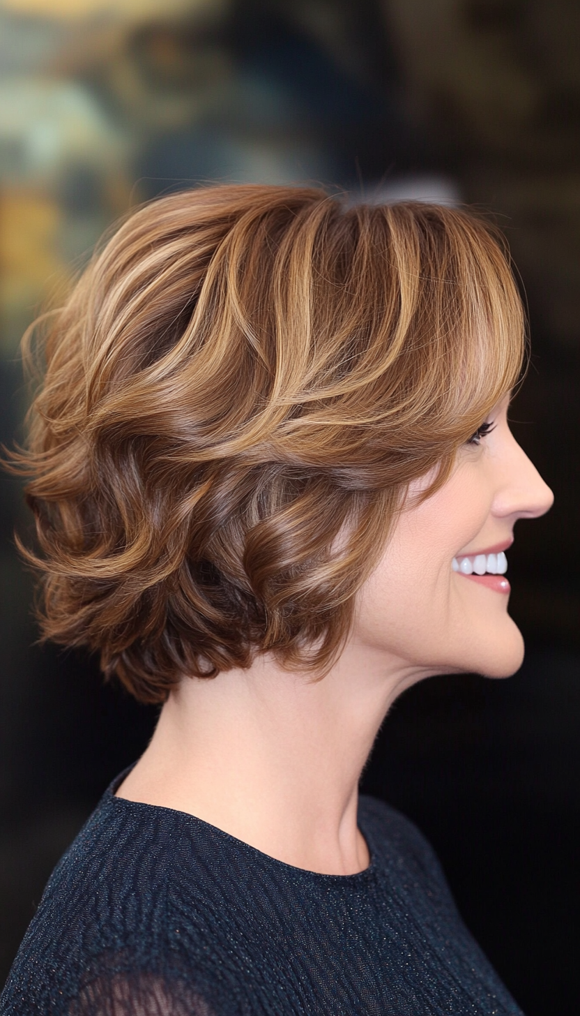 5. Soft Curled Bob in Warm Caramel (Short Hairstyles For Women Over 50 With Thin Hair) - Short Hairstyles For Women Over 50 With Thin Hair