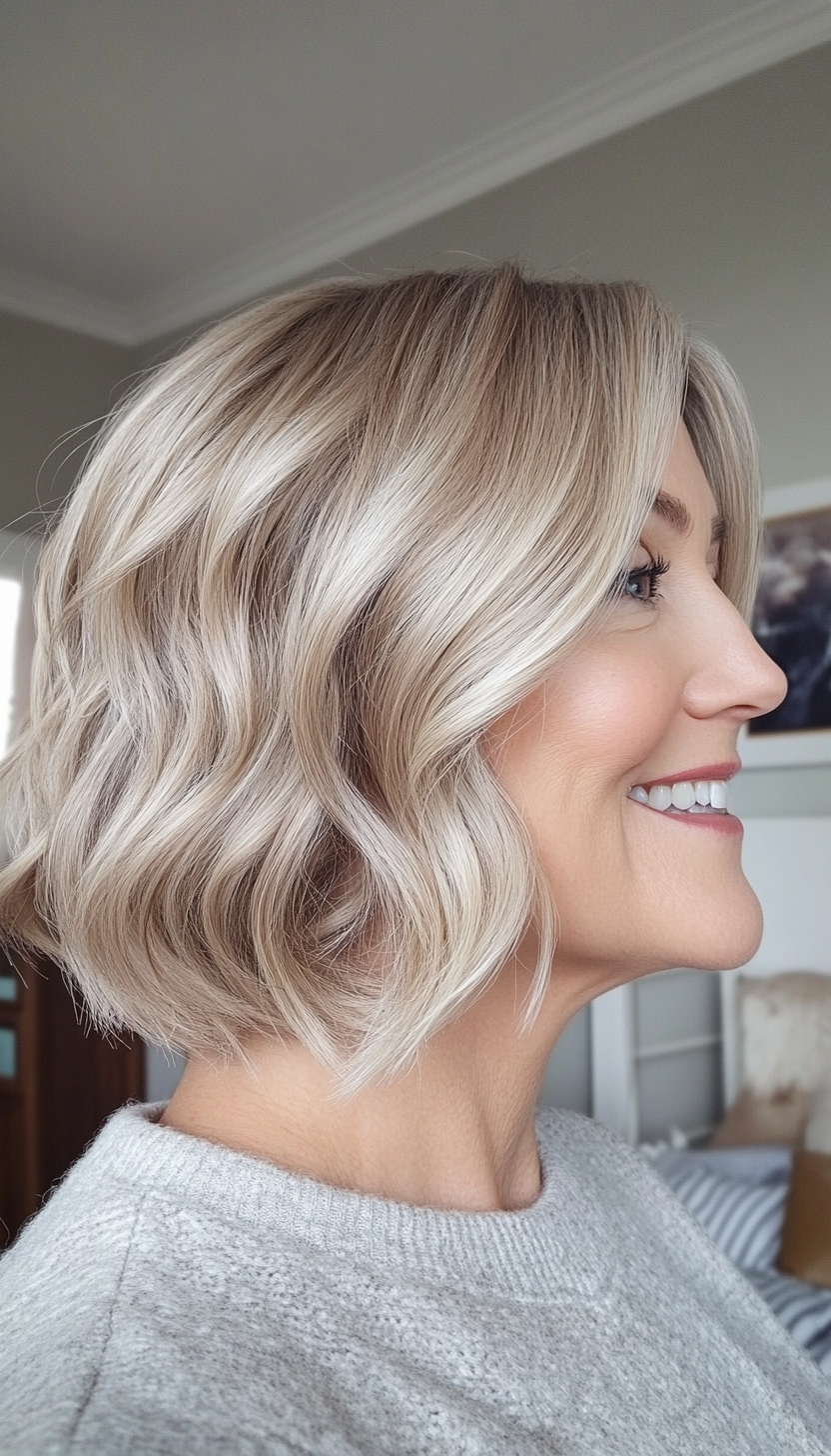 14. Soft Wave Crop in Champagne Blonde (Short Hairstyles For Women Over 50 With Thin Hair) - Short Hairstyles For Women Over 50 With Thin Hair