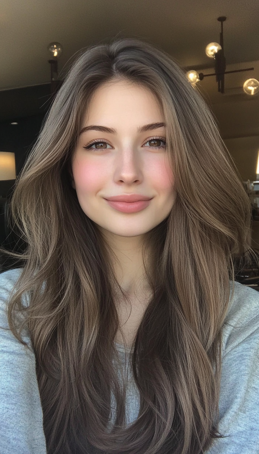 4. Face-Framing Layers in Ash Brown (Long Haircuts For Fine Hair) - Long Haircuts For Fine Hair