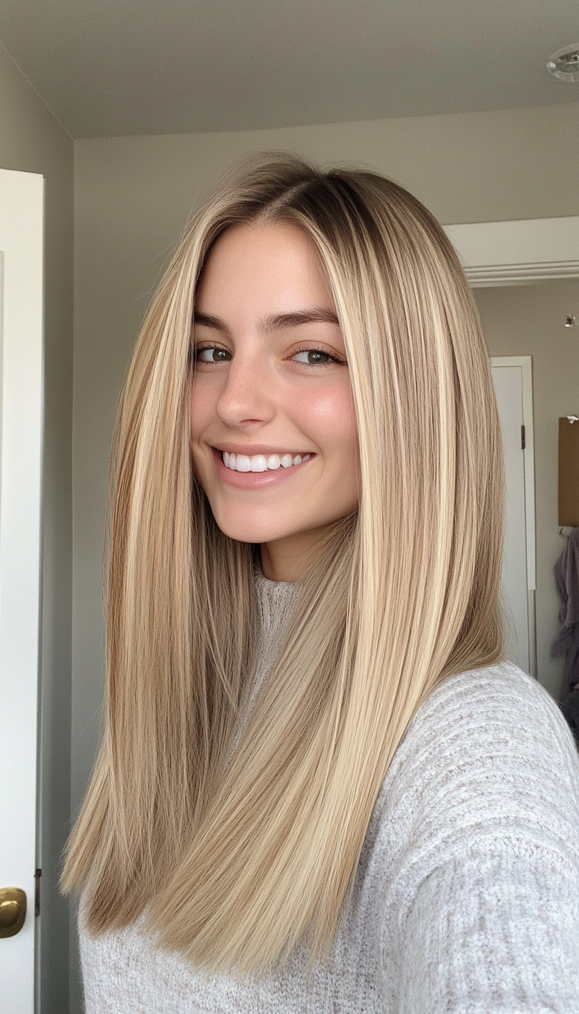 6. Blunt Cut with Sandy Blonde Base (Long Haircuts For Fine Hair) - Long Haircuts For Fine Hair