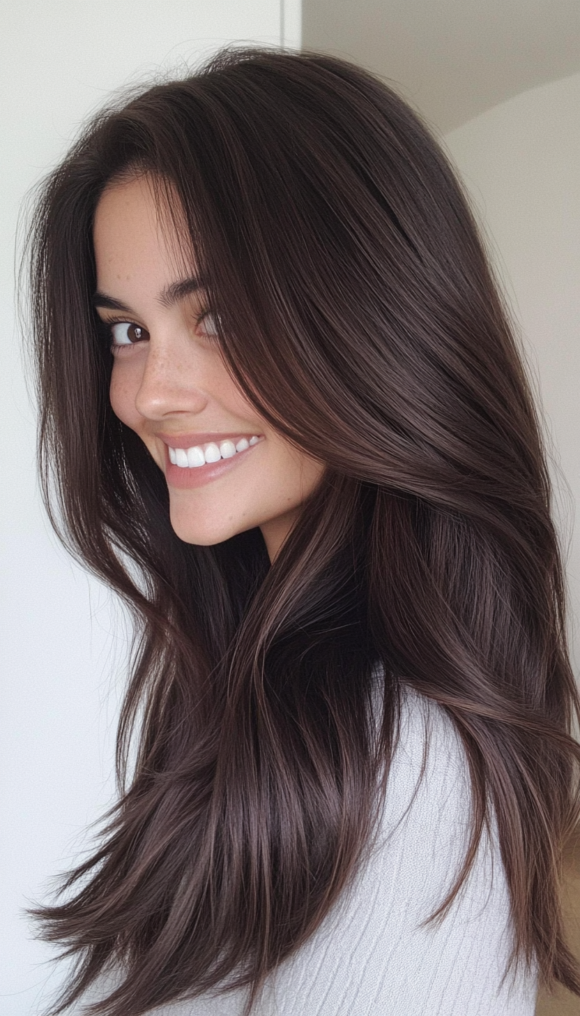 18. Subtle U-Cut in Deep Brunette (Long Haircuts For Fine Hair) - Long Haircuts For Fine Hair