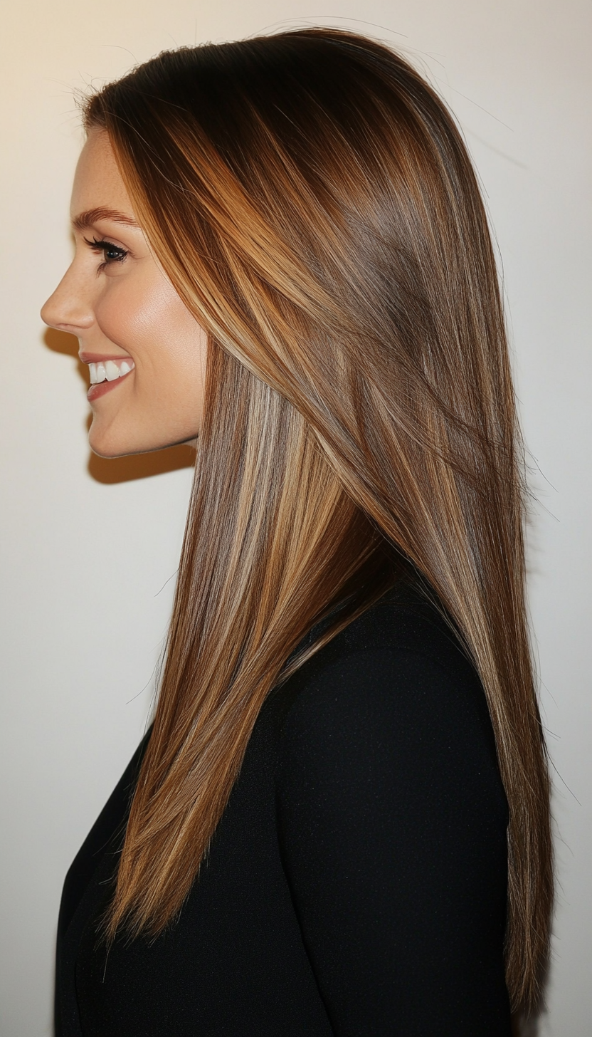 21. Straight Cut with Light Chestnut Ombre (Long Haircuts For Fine Hair) - Long Haircuts For Fine Hair