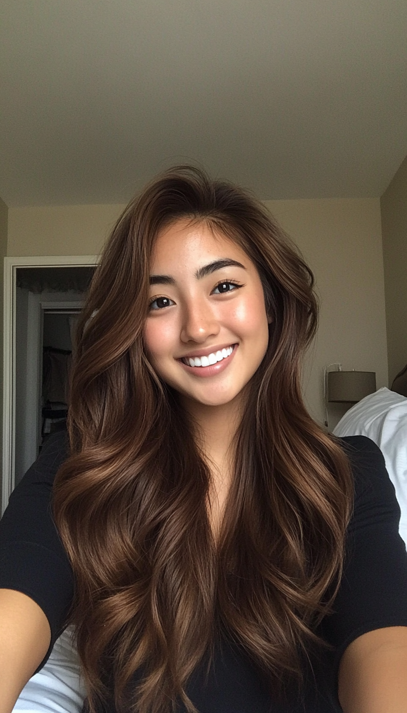 22. S-Curve Waves in Caramel Brown (Long Haircuts For Fine Hair) - Long Haircuts For Fine Hair