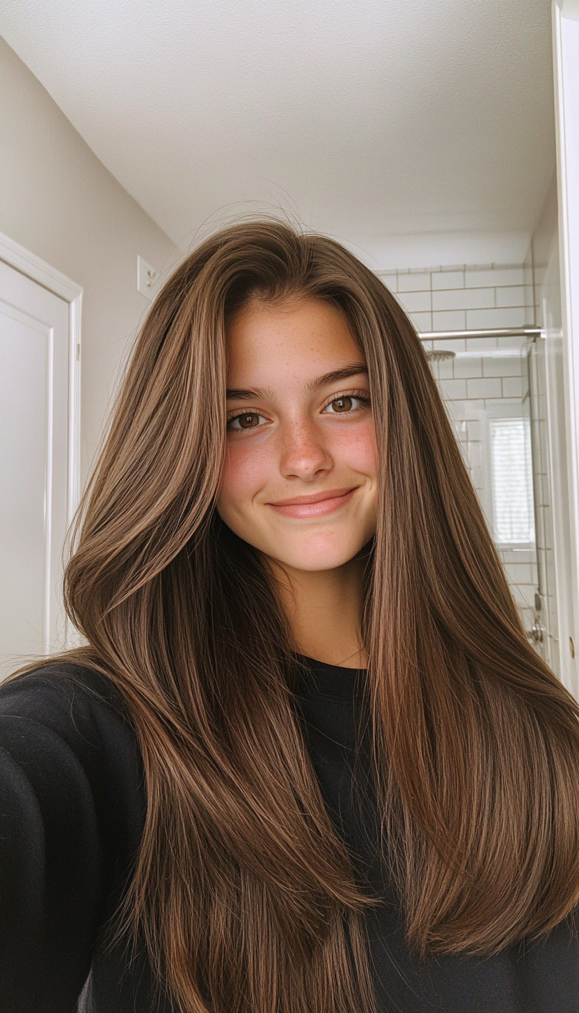 23. Soft Blunt Ends in Espresso Brown (Long Haircuts For Fine Hair) - Long Haircuts For Fine Hair