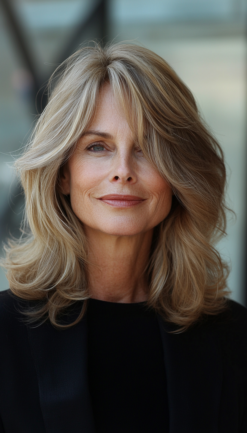 6. Wispy Layers with Honey Blonde Accents (Layered Hairstyles For Women Over 50) - Layered Hairstyles For Women Over 50