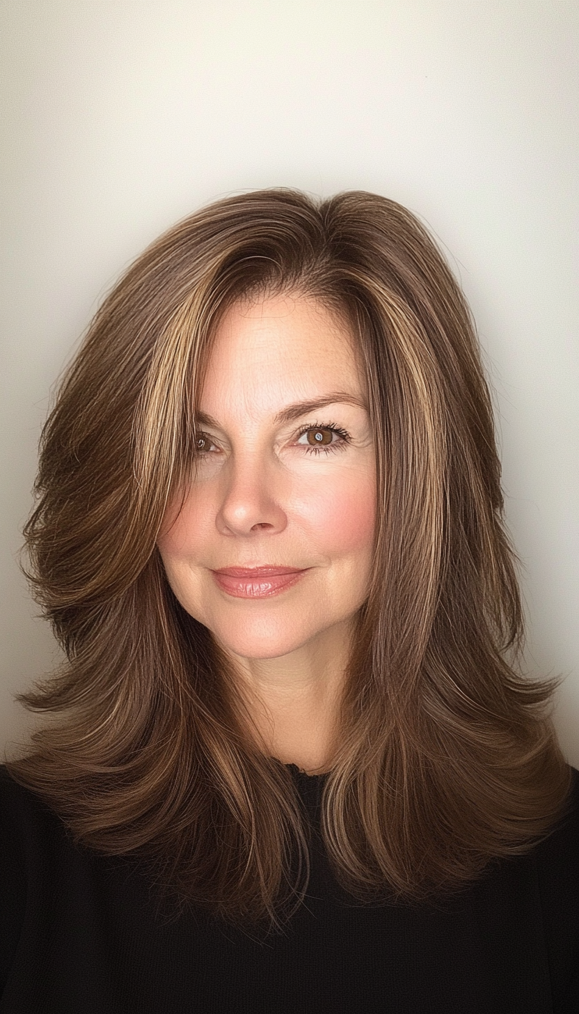 15. Face-Framing Layers with Mocha Brown (Layered Hairstyles For Women Over 50) - Layered Hairstyles For Women Over 50