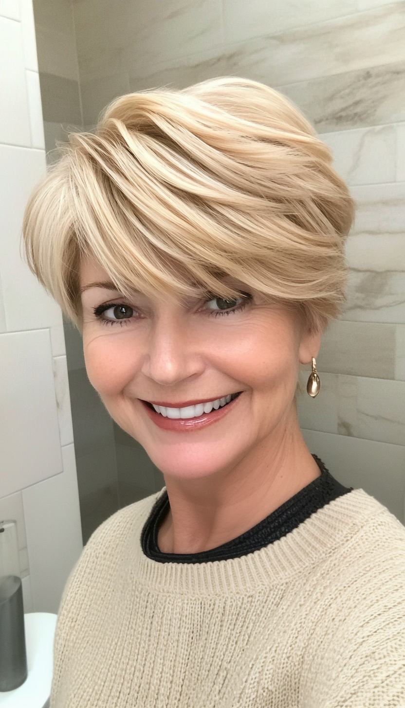 10. Layered Crop in Honey Blonde (Short Haircuts For Women Over 50) - Short Haircuts For Women Over 50
