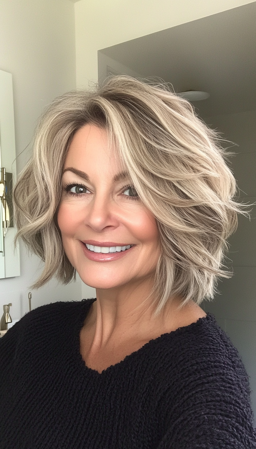12. Tousled Bob in Dark Blonde (Short Haircuts For Women Over 50) - Short Haircuts For Women Over 50