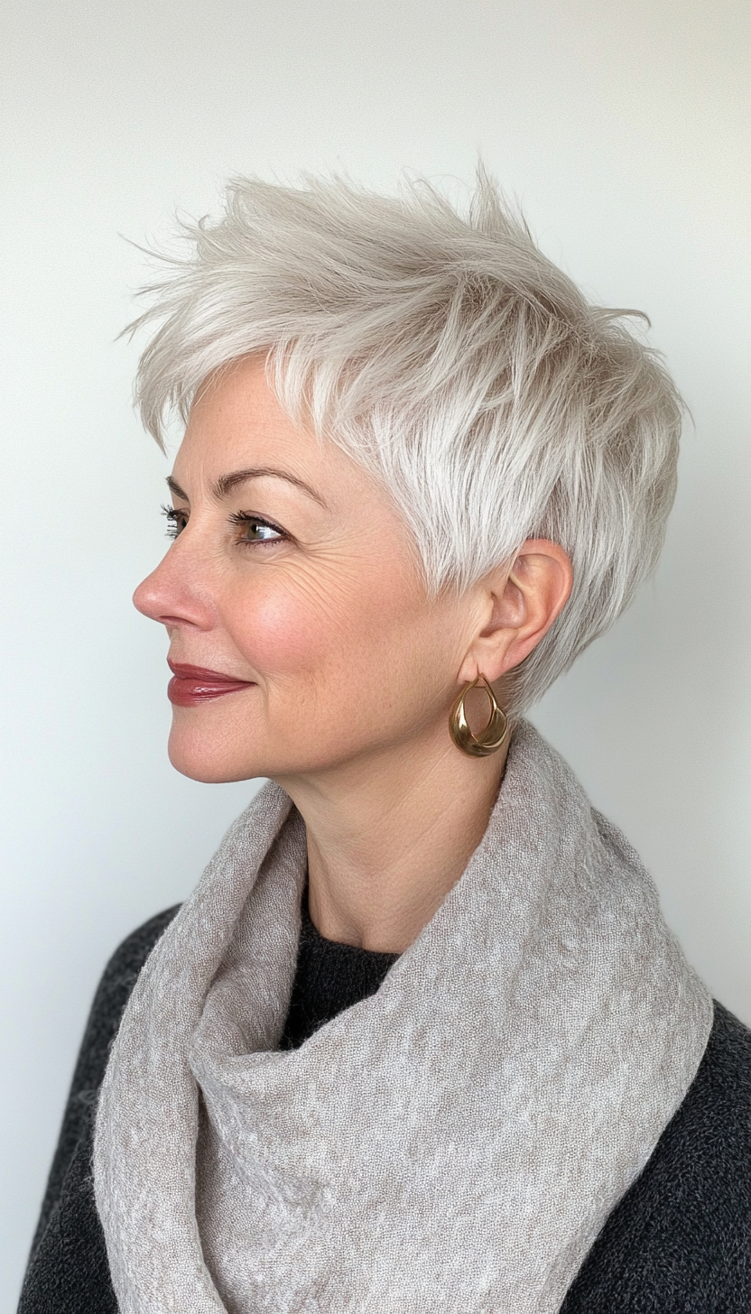19. Shaggy Pixie in Frosty White (Short Haircuts For Women Over 50) - Short Haircuts For Women Over 50