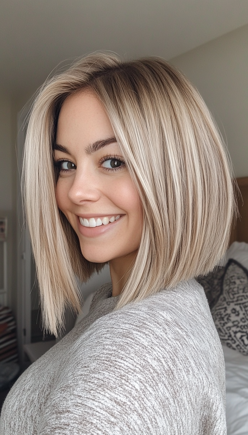15. Angled Sandy Blonde Lob (Bob Hairstyles For Thin Hair) - Bob Hairstyles For Thin Hair