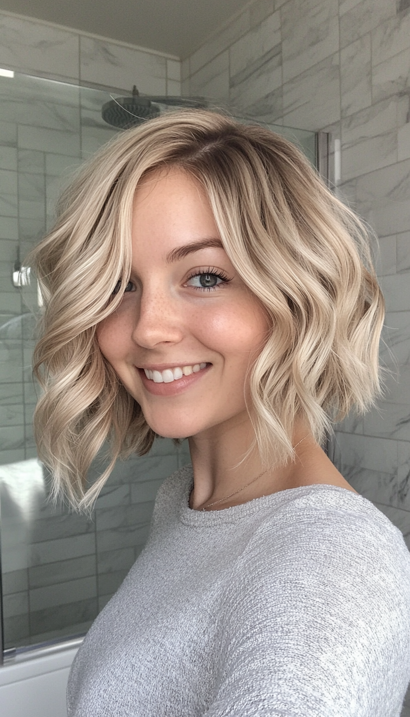 19. Wavy Light Blonde Bob (Bob Hairstyles For Thin Hair) - Bob Hairstyles For Thin Hair