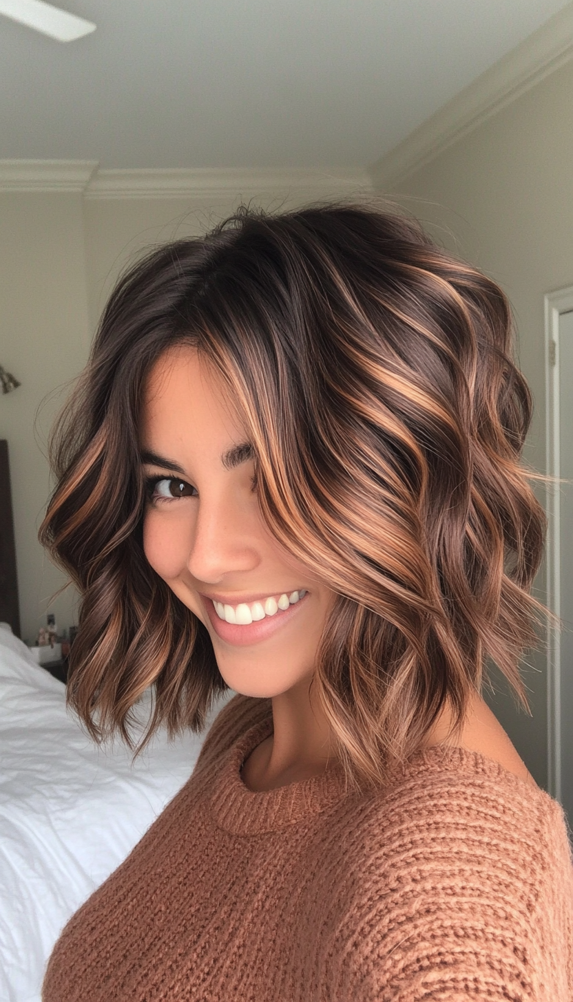 20. Tousled Warm Brown Bob (Bob Hairstyles For Thin Hair) - Bob Hairstyles For Thin Hair