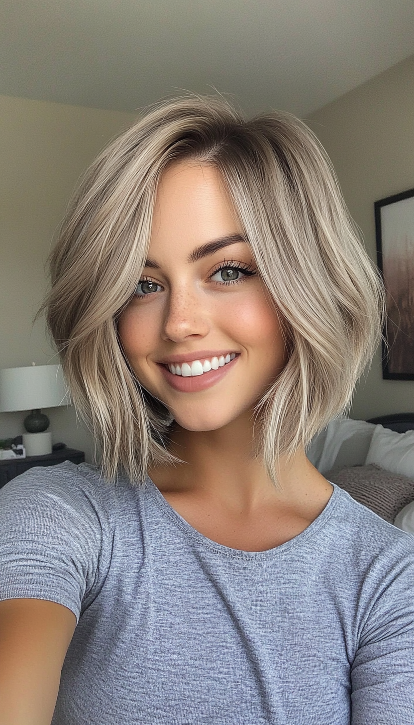 26. Side-Swept Ash Blonde Bob (Bob Hairstyles For Thin Hair) - Bob Hairstyles For Thin Hair