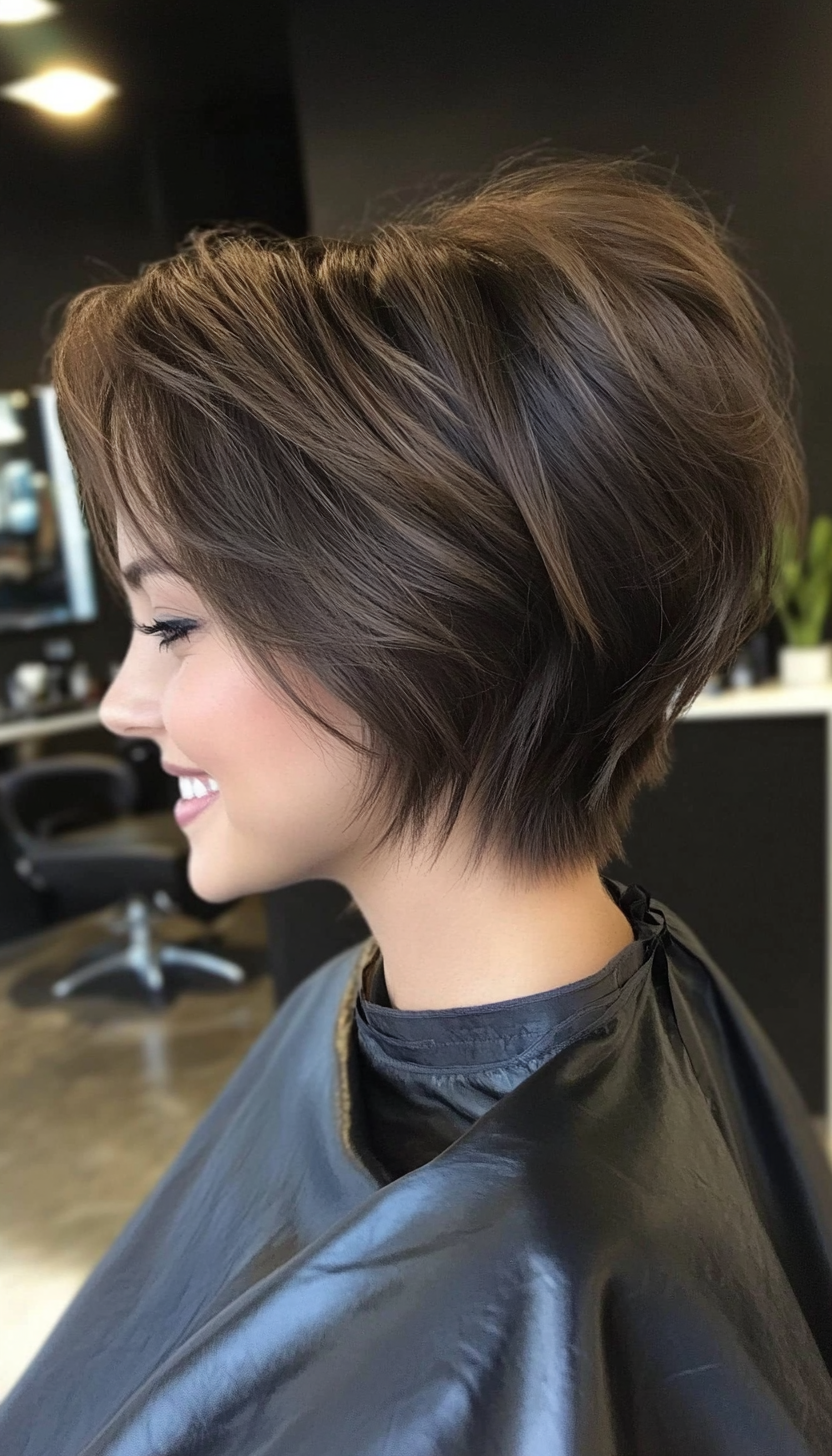 6. Edgy Stacked Crop in Ash Brown (Short Stacked Haircuts) - Short Stacked Haircuts