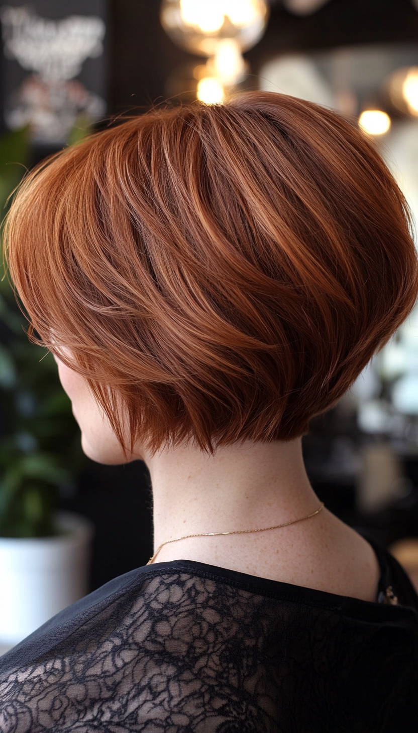 9. Rounded Stacked Bob in Warm Auburn (Short Stacked Haircuts) - Short Stacked Haircuts
