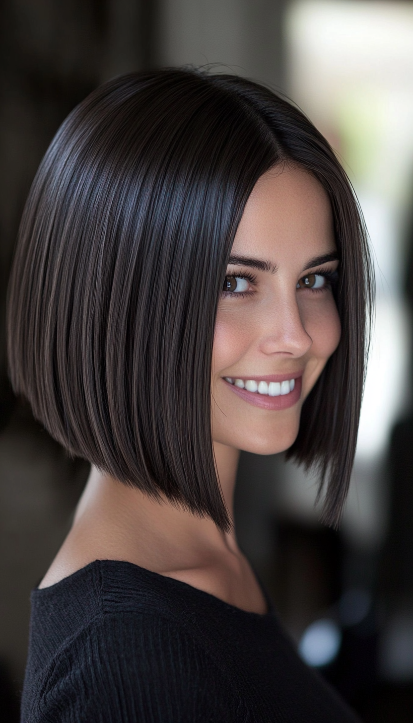 15. Straight Stacked Bob in Deep Espresso (Short Stacked Haircuts) - Short Stacked Haircuts