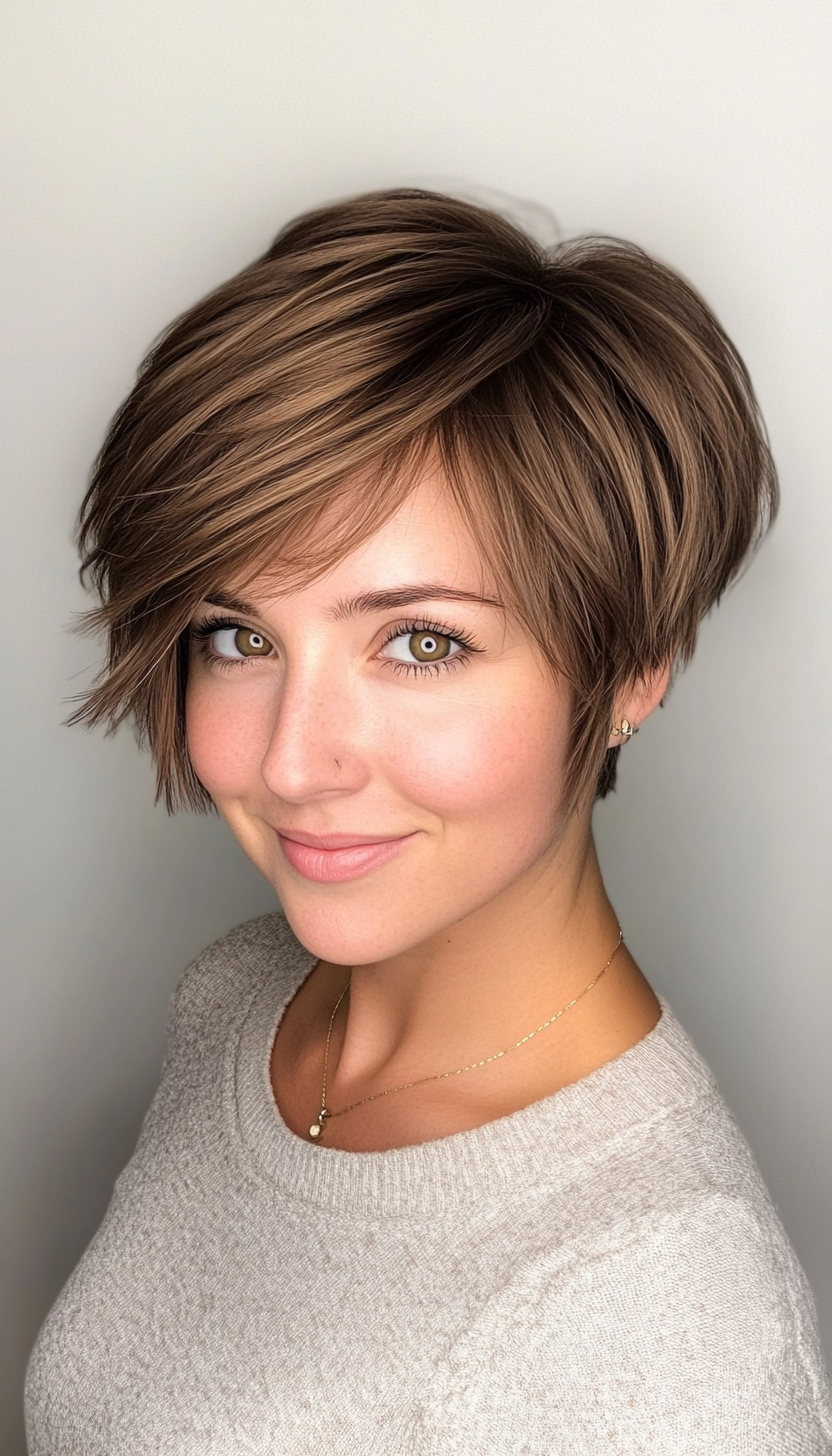 17. Layered Short Stack in Tawny Brown (Short Stacked Haircuts) - Short Stacked Haircuts