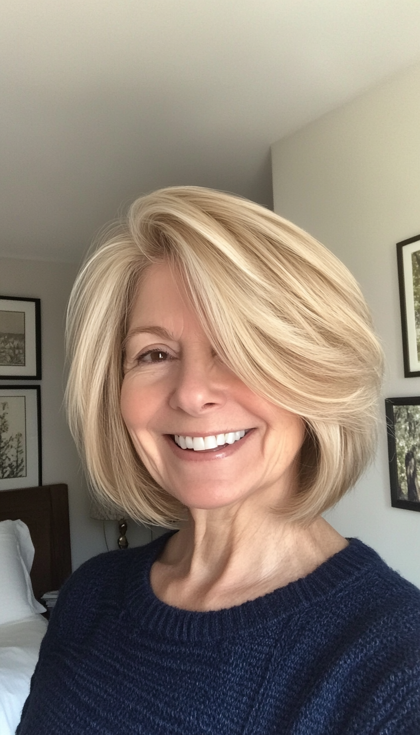 3. Golden Blonde Wispy Bob (Bob Hairstyles For Women Over 60) - Bob Hairstyles For Women Over 60