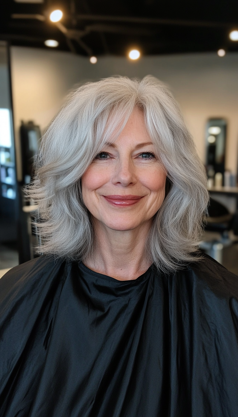 5. Layered Shag in Natural Gray (Haircuts For Women Over 60) - Haircuts For Women Over 60