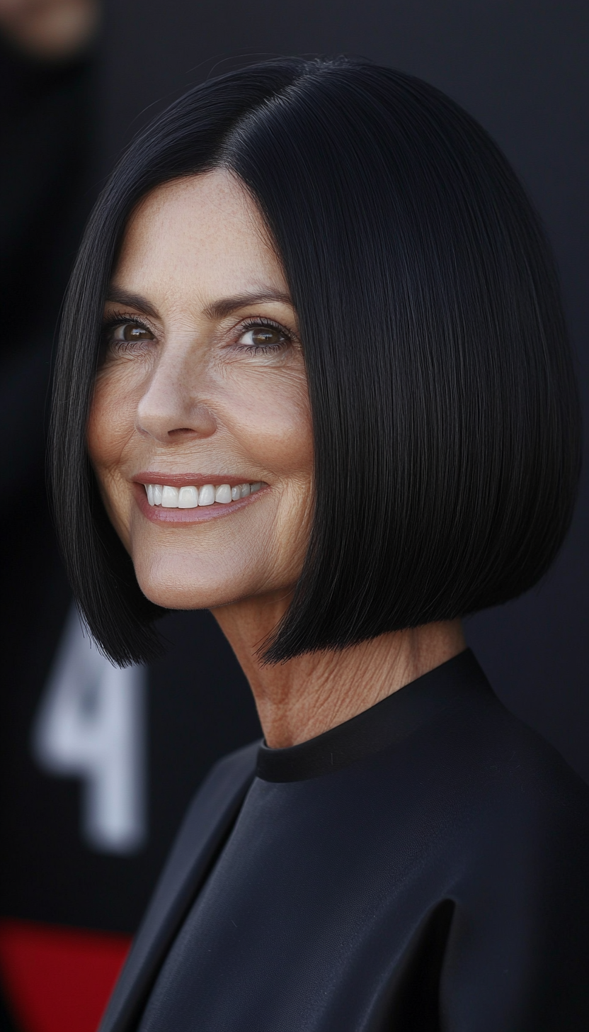 6. Classic Blunt Bob in Jet Black (Haircuts For Women Over 60) - Haircuts For Women Over 60