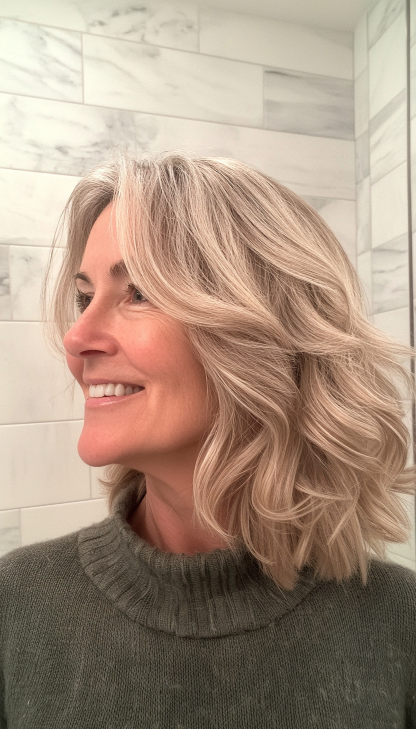 7. Wavy Shoulder-Length Cut in Honey Blonde (Haircuts For Women Over 60) - Haircuts For Women Over 60