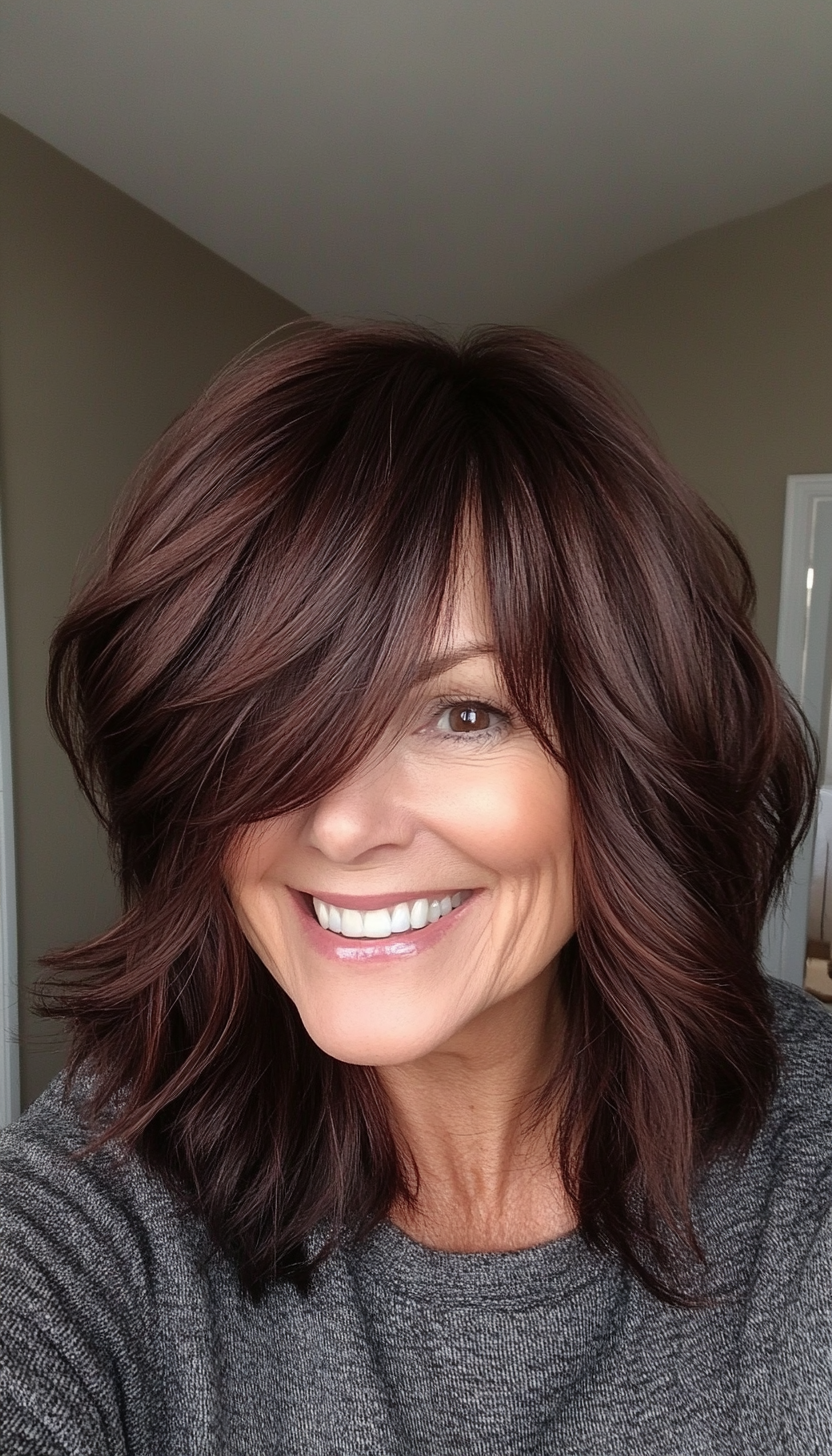 11. Classic Shag in Dark Auburn (Haircuts For Women Over 60) - Haircuts For Women Over 60