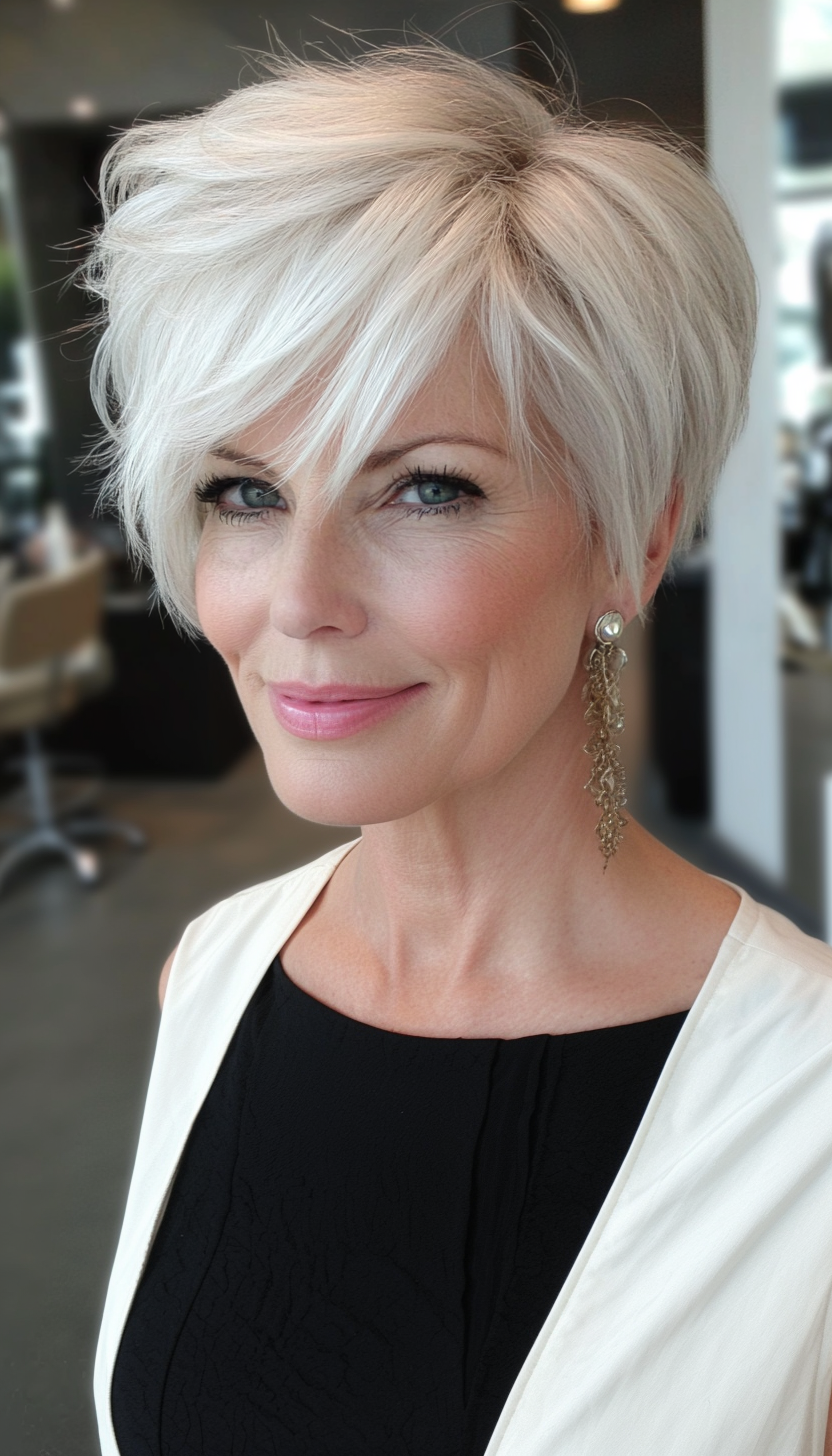 15. Wispy Pixie in Platinum Blonde (Haircuts For Women Over 60) - Haircuts For Women Over 60