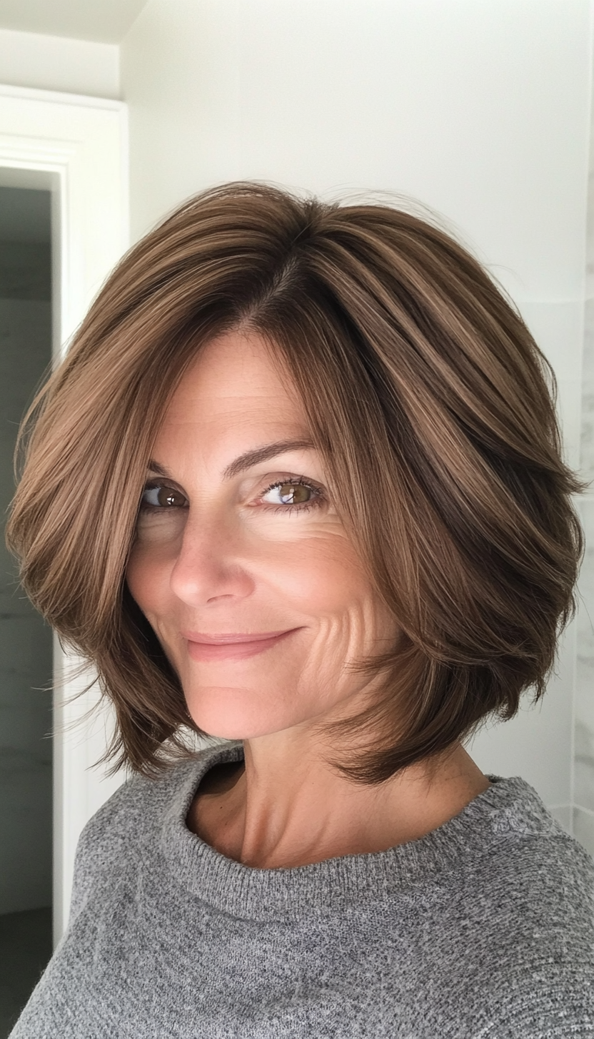 17. Face-Framing Bob in Cocoa Brown (Haircuts For Women Over 60) - Haircuts For Women Over 60