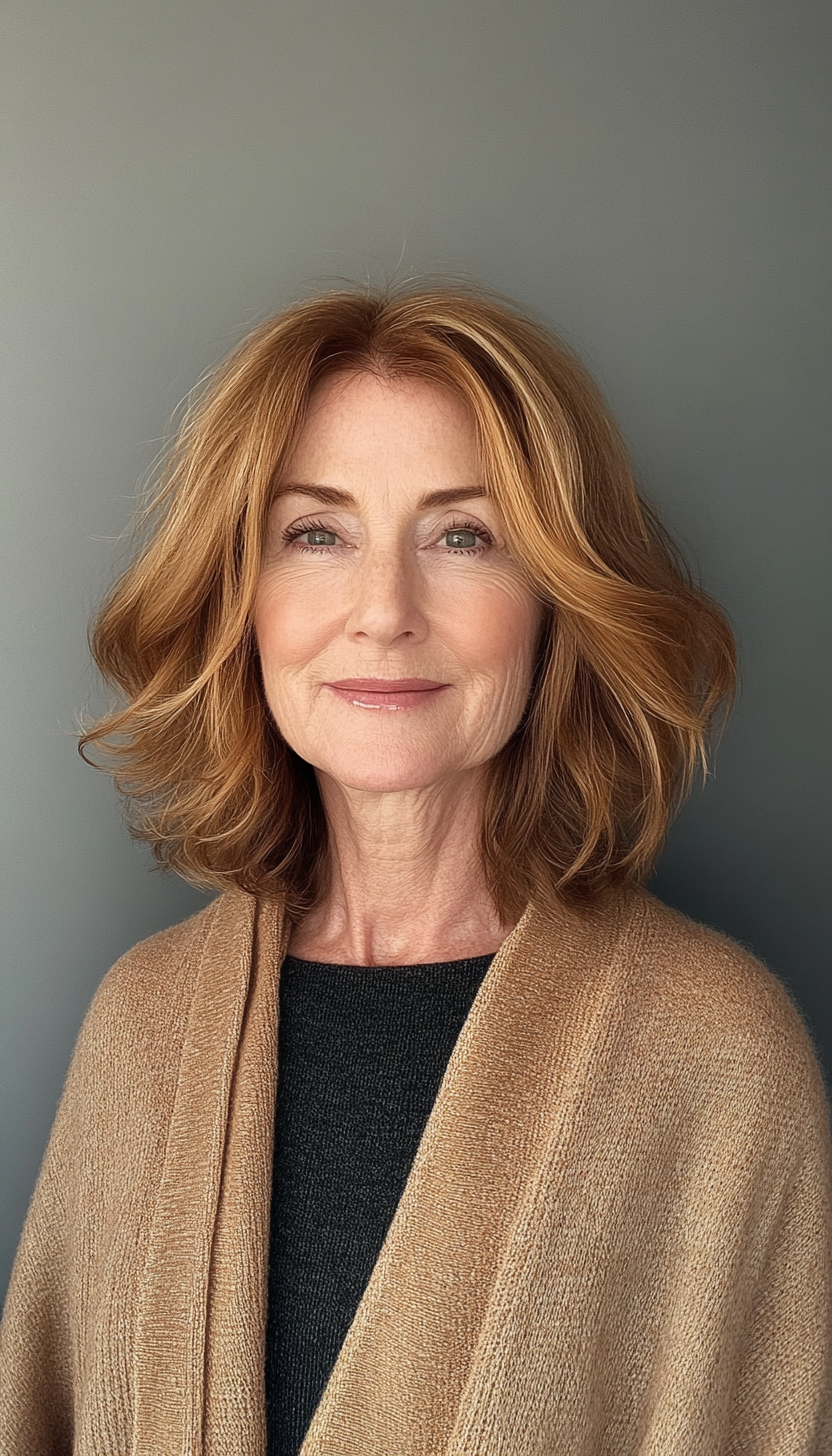 21. Textured Lob in Strawberry Blonde (Haircuts For Women Over 60) - Haircuts For Women Over 60