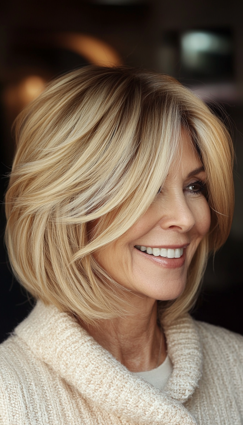 27. Voluminous Bob in Golden Blonde (Haircuts For Women Over 60) - Haircuts For Women Over 60