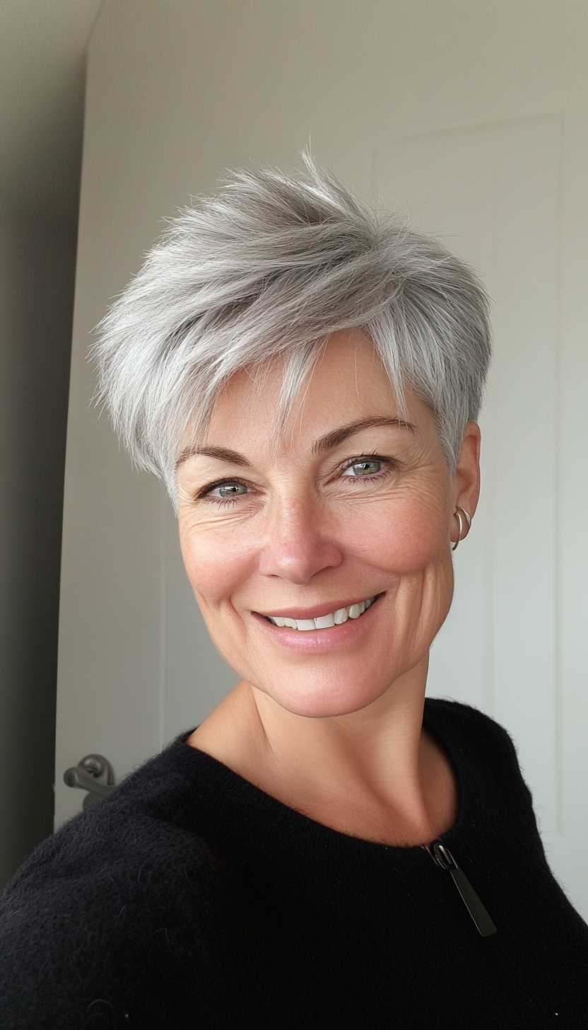 2. Pixie with Silver Accents (Haircuts For Women Over 60) - Haircuts For Women Over 60