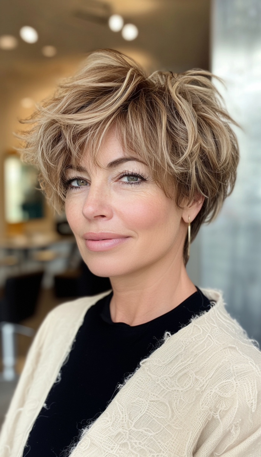 4. Golden Honey Shag (Short Hairstyles For Women Over 50) - Short Hairstyles For Women Over 50