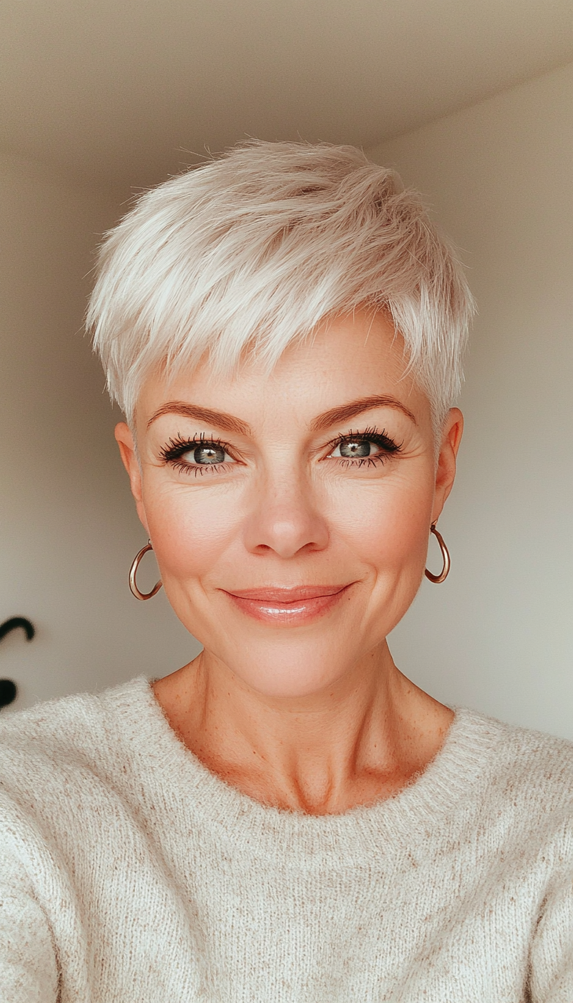 25. Icy Platinum Pixie Crop (Short Hairstyles For Women Over 50) - Short Hairstyles For Women Over 50