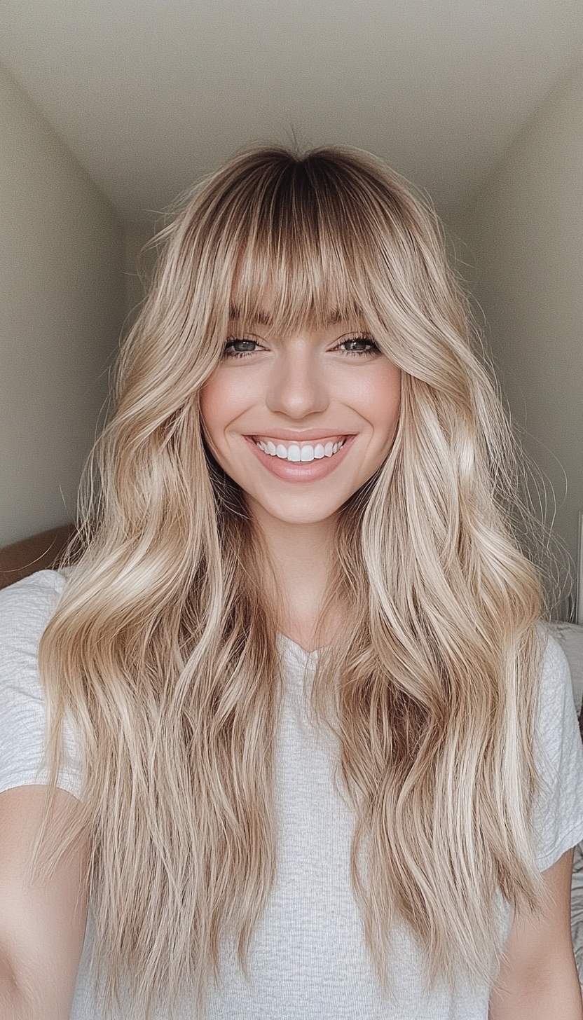 7. Boho Waves with Long Bangs in Sandy Blonde (Haircuts For Long Hair With Bangs) - Haircuts For Long Hair With Bangs