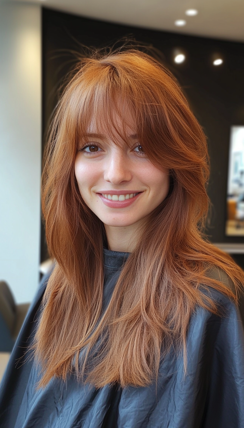 12. Choppy Layers with Piecey Bangs in Chestnut Brown (Haircuts For Long Hair With Bangs) - Haircuts For Long Hair With Bangs