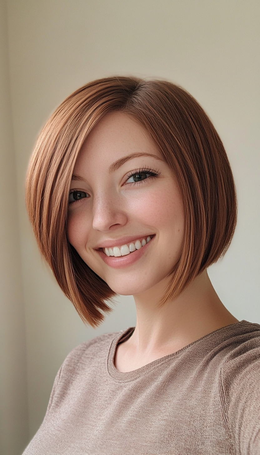 2. Tapered Bob in Warm Chestnut (Short Hairstyles For Thin Hair) - Short Hairstyles For Thin Hair