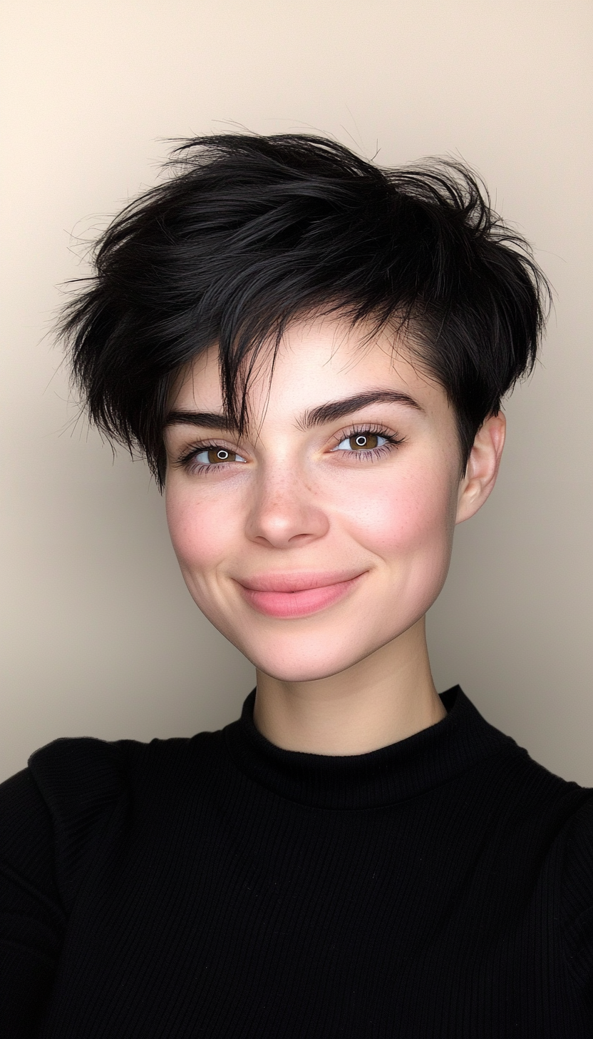 5. Textured Crop in Deep Black (Short Hairstyles For Thin Hair) - Short Hairstyles For Thin Hair