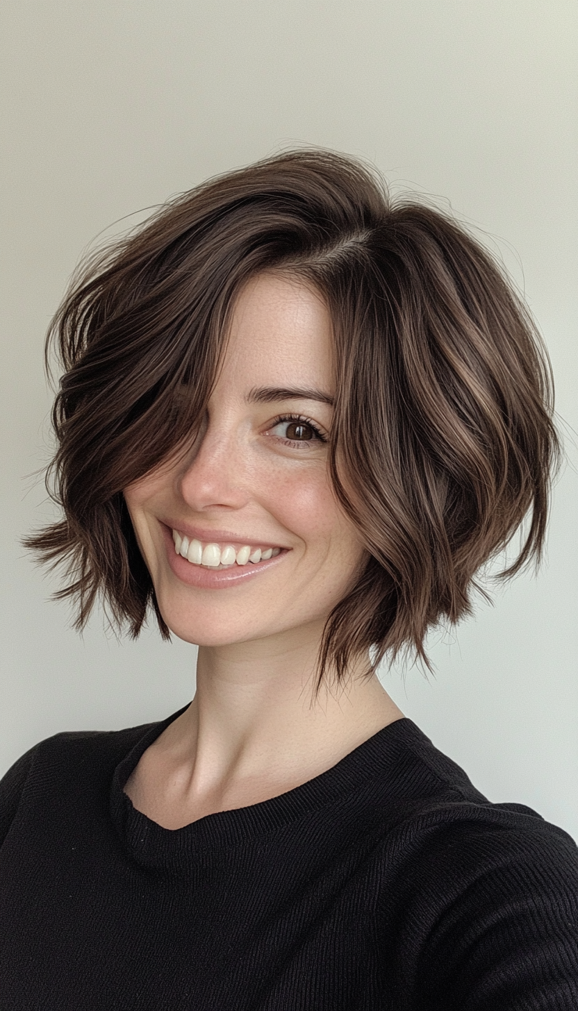 6. Choppy Bob in Dark Espresso (Short Hairstyles For Thin Hair) - Short Hairstyles For Thin Hair