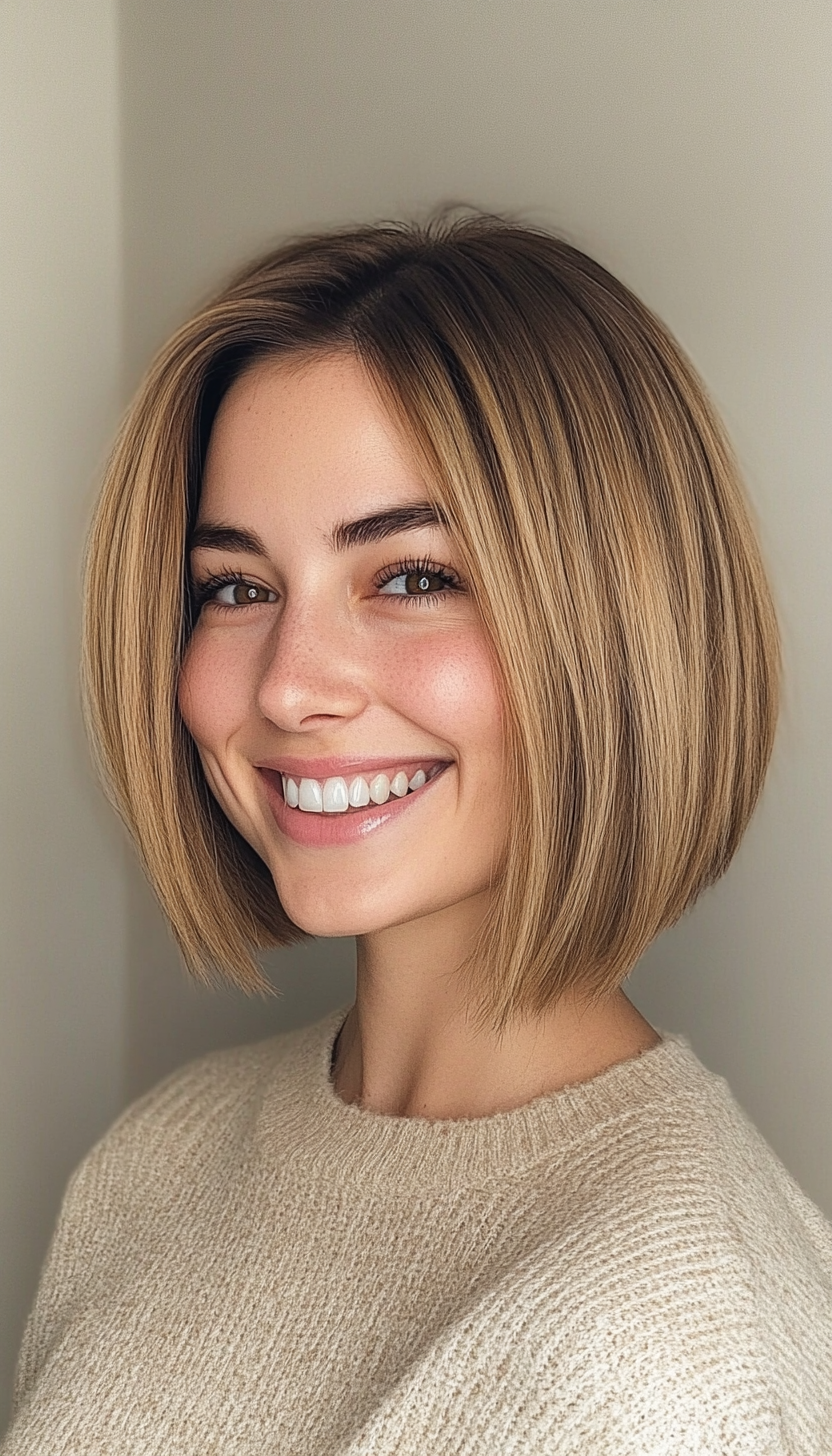 4. Soft Blunt Cut in Light Golden Brown (Short Hairstyles For Thin Hair) - Short Hairstyles For Thin Hair